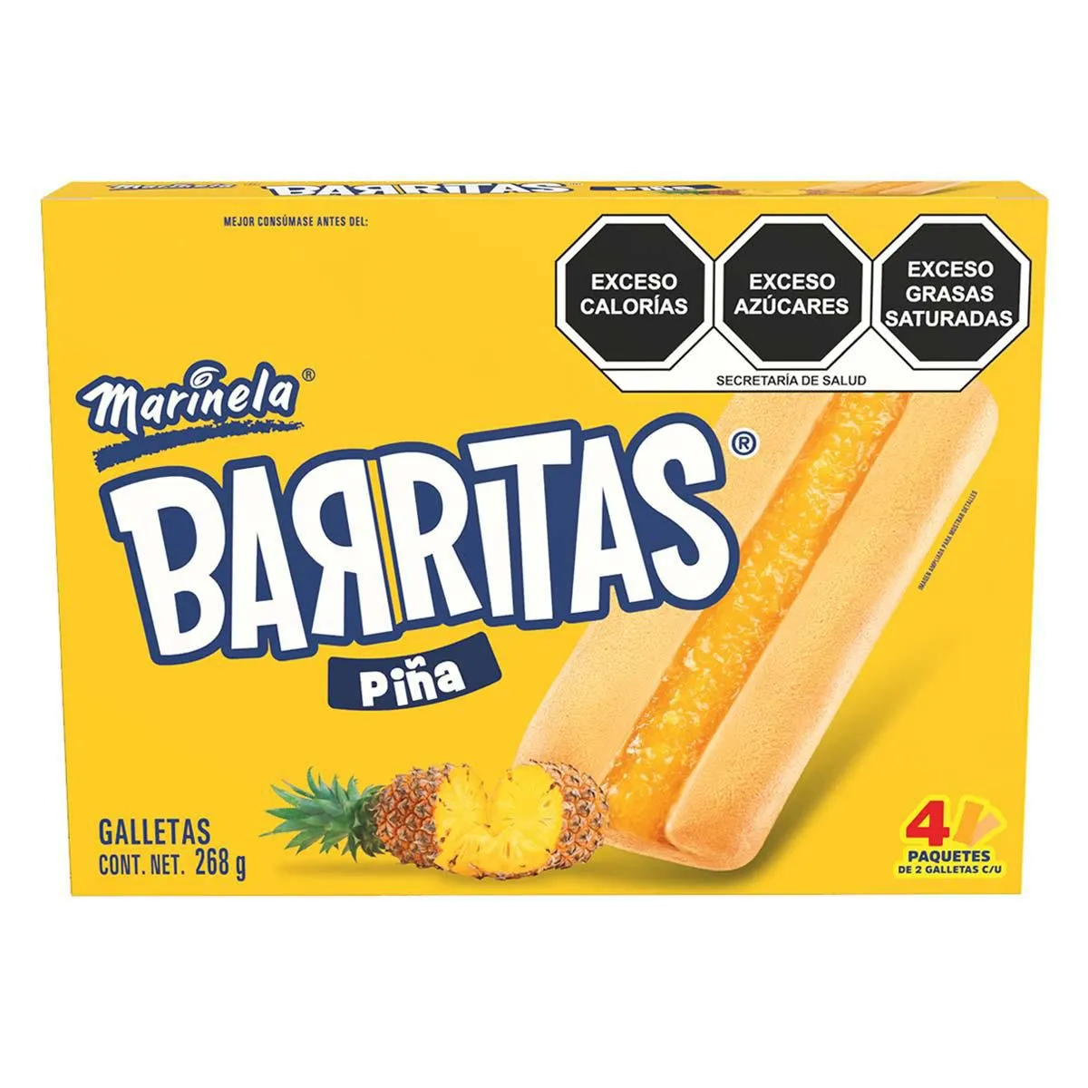Galletas con relleno de Piña Marinela Barritas